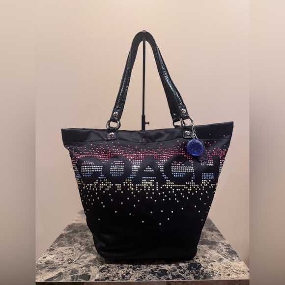 Coach Holiday Poppy Tote with Multicolor Bling Rivets LIMITED EDITION - Picture 2 of 16